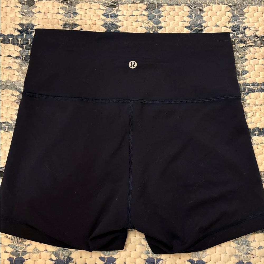 Navy lululemon 4 in biker shorts